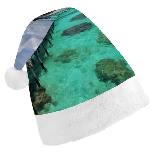 TKJMCSW Weihnachtsmütze mit Malediven-Motiv, für Erwachsene, Samt, klassische Weihnachtsmütze für Weihnachten, Neujahr, Party, Kopfbedeckung TKJMCSW Weihnachtsmütze mit Malediven-Motiv, für Erwachsene, Samt, klassische Weihnachtsmütze für Weihnachten, Neujahr, Party, Kopfbedeckung von TKJMCSW