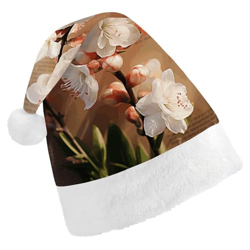 TKJMCSW Weihnachtsmütze mit Pfirsichblüte, für Erwachsene, Samt, klassische Weihnachtsmütze für Weihnachten, Neujahr, Party, Kopfbedeckung TKJMCSW Weihnachtsmütze mit Pfirsichblüte, für Erwachsene, Samt, klassische Weihnachtsmütze für Weihnachten, Neujahr, Party, Kopfbedeckung von TKJMCSW