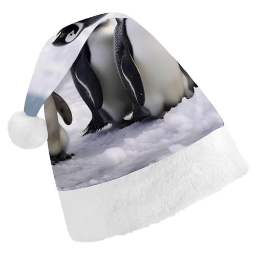 TKJMCSW Weihnachtsmütze mit Pinguine mit Schnee, für Erwachsene, Samt, klassische Weihnachtsmütze für Weihnachten, Neujahr, Party, Kopfbedeckung TKJMCSW Weihnachtsmütze mit Pinguine mit Schnee, für Erwachsene, Samt, klassische Weihnachtsmütze für Weihnachten, Neujahr, Party, Kopfbedeckung von TKJMCSW