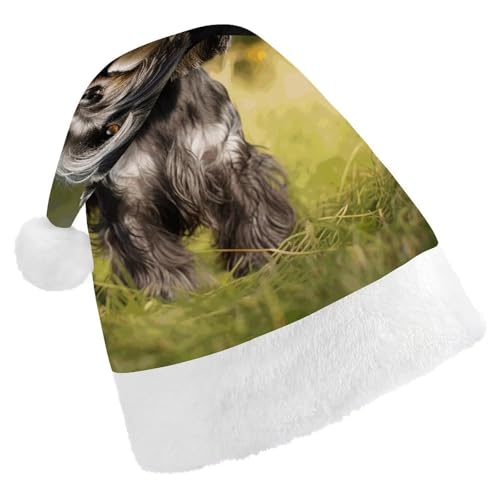 TKJMCSW Weihnachtsmütze mit Schnauzer-Hund auf dem Gras, Weihnachtsmütze für Erwachsene, Samt, klassische Weihnachtsmütze für Weihnachten, Neujahr, Party, Kopfbedeckung TKJMCSW Weihnachtsmütze mit Schnauzer-Hund auf dem Gras, Weihnachtsmütze für Erwachsene, Samt, klassische Weihnachtsmütze für Weihnachten, Neujahr, Party, Kopfbedeckung von TKJMCSW