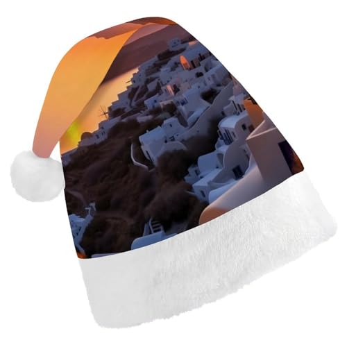 TKJMCSW Weihnachtsmütze mit Sonnenuntergangslandschaft, Weihnachtsmannmütze für Erwachsene, Samt, klassische Weihnachtsmütze für Weihnachten, Neujahr, Party, Kopfbedeckung TKJMCSW Weihnachtsmütze mit Sonnenuntergangslandschaft, Weihnachtsmannmütze für Erwachsene, Samt, klassische Weihnachtsmütze für Weihnachten, Neujahr, Party, Kopfbedeckung von TKJMCSW