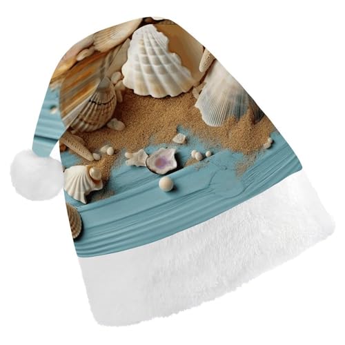 TKJMCSW Weihnachtsmütze mit Strandmotiv und Muscheln, für Erwachsene, Samt, klassische Weihnachtsmütze für Weihnachten, Neujahr, Party, Kopfbedeckung TKJMCSW Weihnachtsmütze mit Strandmotiv und Muscheln, für Erwachsene, Samt, klassische Weihnachtsmütze für Weihnachten, Neujahr, Party, Kopfbedeckung von TKJMCSW
