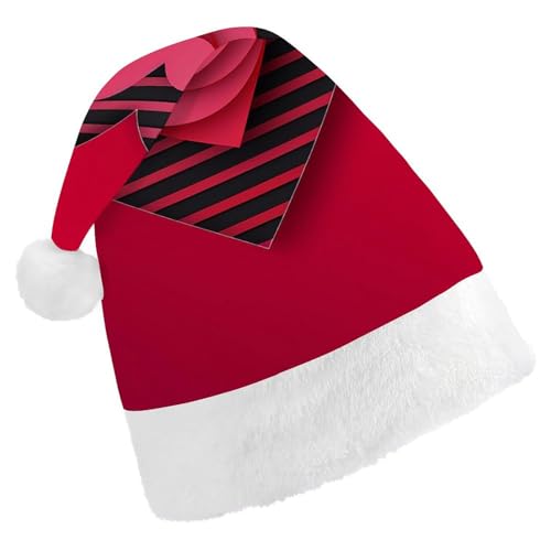 TKJMCSW Weihnachtsmütze mit Streifen und Herzen für Erwachsene, Samt, klassische Weihnachtsmütze für Weihnachten, Neujahr, Party, Kopfbedeckung TKJMCSW Weihnachtsmütze mit Streifen und Herzen für Erwachsene, Samt, klassische Weihnachtsmütze für Weihnachten, Neujahr, Party, Kopfbedeckung von TKJMCSW
