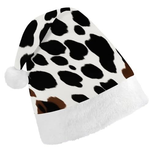 TKJMCSW Weihnachtsmütze mit Tierhaut, Kuh, Weihnachtsmannmütze für Erwachsene, Samt, klassische Weihnachtsmütze für Weihnachten, Neujahr, Party, Kopfbedeckung TKJMCSW Weihnachtsmütze mit Tierhaut, Kuh, Weihnachtsmannmütze für Erwachsene, Samt, klassische Weihnachtsmütze für Weihnachten, Neujahr, Party, Kopfbedeckung von TKJMCSW