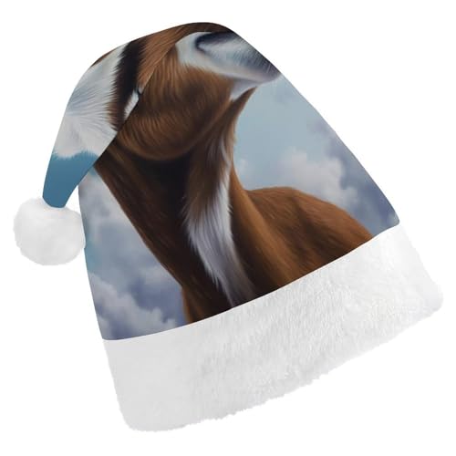 TKJMCSW Weihnachtsmütze mit blauem Ziegenaufdruck, für Erwachsene, Samt, klassische Weihnachtsmütze für Weihnachten, Neujahr, Party, Kopfbedeckung TKJMCSW Weihnachtsmütze mit blauem Ziegenaufdruck, für Erwachsene, Samt, klassische Weihnachtsmütze für Weihnachten, Neujahr, Party, Kopfbedeckung von TKJMCSW