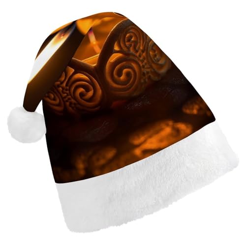 TKJMCSW Weihnachtsmütze mit brennender Kerze, Weihnachtsmannmütze für Erwachsene, Samt, klassische Weihnachtsmütze für Weihnachten, Neujahr, Party, Kopfbedeckung TKJMCSW Weihnachtsmütze mit brennender Kerze, Weihnachtsmannmütze für Erwachsene, Samt, klassische Weihnachtsmütze für Weihnachten, Neujahr, Party, Kopfbedeckung von TKJMCSW