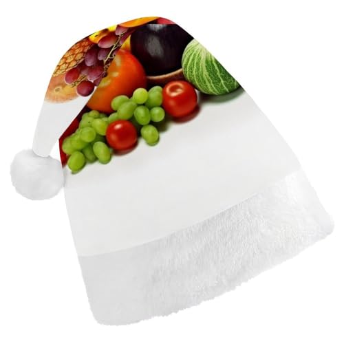 TKJMCSW Weihnachtsmütze mit frischem Gemüse, Obst, Weihnachtsmannmütze für Erwachsene, Samt, klassische Weihnachtsmütze für Weihnachten, Neujahr, Party, Kopfbedeckung TKJMCSW Weihnachtsmütze mit frischem Gemüse, Obst, Weihnachtsmannmütze für Erwachsene, Samt, klassische Weihnachtsmütze für Weihnachten, Neujahr, Party, Kopfbedeckung von TKJMCSW
