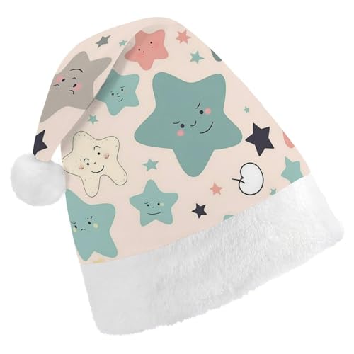 TKJMCSW Weihnachtsmütze mit niedlichen Sternen für Erwachsene, Samt, klassische Weihnachtsmütze für Weihnachten, Neujahr, Party, Kopfbedeckung TKJMCSW Weihnachtsmütze mit niedlichen Sternen für Erwachsene, Samt, klassische Weihnachtsmütze für Weihnachten, Neujahr, Party, Kopfbedeckung von TKJMCSW