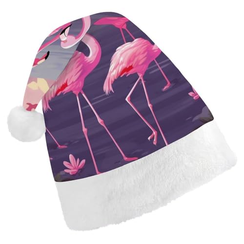 TKJMCSW Weihnachtsmütze mit tropischen Flamingos, Weihnachtsmannmütze für Erwachsene, Samt, klassische Weihnachtsmütze für Weihnachten, Neujahr, Party, Kopfbedeckung TKJMCSW Weihnachtsmütze mit tropischen Flamingos, Weihnachtsmannmütze für Erwachsene, Samt, klassische Weihnachtsmütze für Weihnachten, Neujahr, Party, Kopfbedeckung von TKJMCSW