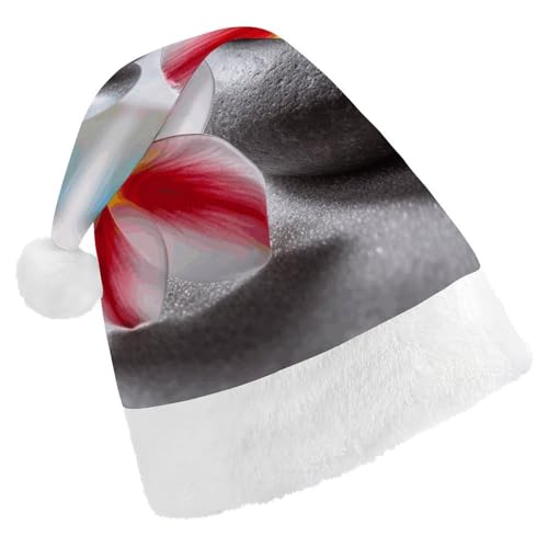 TKJMCSW Weihnachtsmütze mit tropischer Blume und Zen-Stein, Weihnachtsmannmütze für Erwachsene, Samt, klassische Weihnachtsmütze für Weihnachten, Neujahr, Party, Kopfbedeckung TKJMCSW Weihnachtsmütze mit tropischer Blume und Zen-Stein, Weihnachtsmannmütze für Erwachsene, Samt, klassische Weihnachtsmütze für Weihnachten, Neujahr, Party, Kopfbedeckung von TKJMCSW