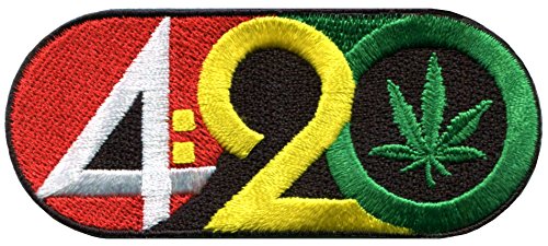 4:20 Logo Marijuana Pot Leaf Cannabis Weed Ganja 420 Embroidered Applique Iron-on Patch S-1573F 4:20 Logo Marijuana Pot Leaf Cannabis Weed Ganja 420 Embroidered Applique Iron-on Patch S-1573F von TKPatch