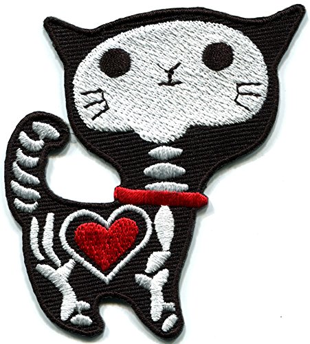 Black X-Ray cat kitten kitty retro bad luck punk goth creepy embroidered applique iron-on patch new by TKPatch von TKPatch