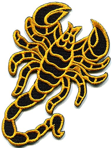 Gold Scorpion tattoo biker embroidered applique iron-on patch new by TKPatch von TKPatch