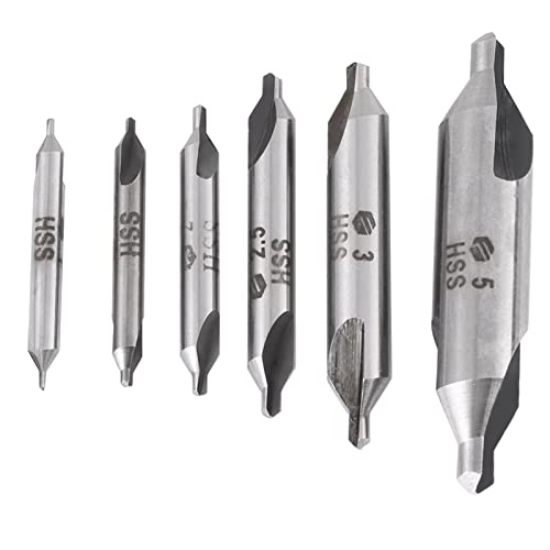 Zentrierbohrer Set, Zentrierbohrer Metall Set, 6 Stück 1/1,5/2/2,5/3/5 Mm 60 grad hss Zentrierbohrer set für Metall Drehbank Bohrer Senker Zentralen Bohrung Legierung Kupfer Eisen Holz von TKSE