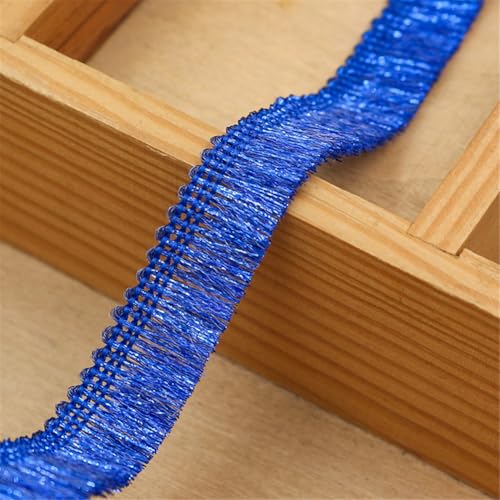 1 Meter Fransenborte - 15 mm Fransenband Glitzer Zierspitze Quastenborte Lace Ribbon Textilborte Dekoband StoffbordüRe Vintage Quasten Trim Quastenband Stoffband zum Nähen und Dekor (Blau) von TKSJROL