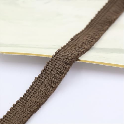 1 Meter Fransenborte - 15 mm Fransenband Lace Ribbon Dekoband DIY Quastenborte StoffbordüRe Textilborte Vintage Stoffband Fransen Trim Quastenband zum Nähen und Dekor (15 mm Kaffee) von TKSJROL