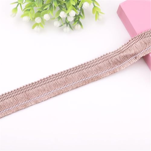 1 Meter Fransenborte - 2 cm Fransenband StoffbordüRe DIY Spitzenborte Quastenborte Lace Ribbon Textilborte Dekoborte Vintage Quasten Trim Quastenband Stoffband zum Nähen (6_Khaki) von TKSJROL