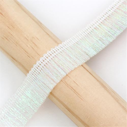 1 Meter Fransenborte - 25mm Fransenband Glitzer Zierspitze Quastenborte Dekoband StoffbordüRe Textilborte Lace Ribbon Vintage Quastenband Stoffband Quasten Trim zum Nähen und Dekor (Weiß) von TKSJROL