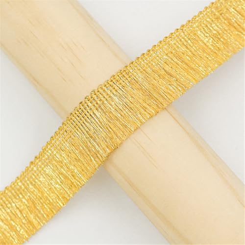 1 Meter Fransenborte - 25mm Fransenband Glitzer Zierspitze Quastenborte Dekoband StoffbordüRe Textilborte Lace Ribbon Vintage Stoffband Quastenband Quasten Trim zum Nähen und Dekor (Gold) von TKSJROL