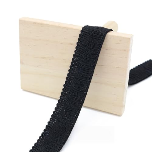 1 Meter Fransenborte - 25mm Fransenband Lace Ribbon Dekoband StoffbordüRe DIY Quastenborte Textilborte Vintage Quastenband Stoffband Fransen Trim zum Nähen und Dekor (25 mm Schwarz) von TKSJROL