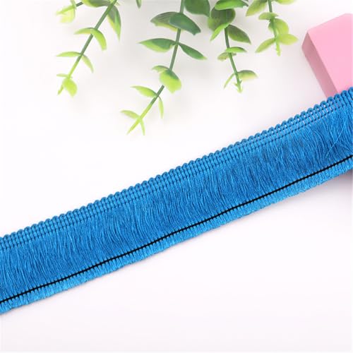 1 Meter Fransenborte - 3 cm Fransenband DIY Spitzenborte Quastenborte Lace Ribbon Dekoborte StoffbordüRe Textilborte Vintage Stoffband Quastenband Quasten Trim zum Nähen (Seeblau) von TKSJROL