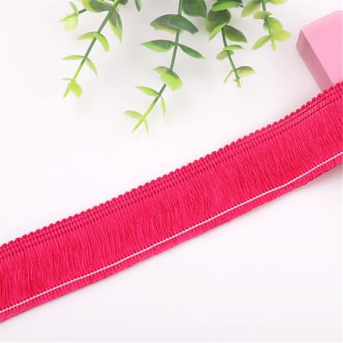 1 Meter Fransenborte - 3 cm Fransenband DIY Spitzenborte Quastenborte Lace Ribbon Dekoborte Textilborte StoffbordüRe Vintage Quastenband Quasten Trim Stoffband zum Nähen (Rosenrot) von TKSJROL
