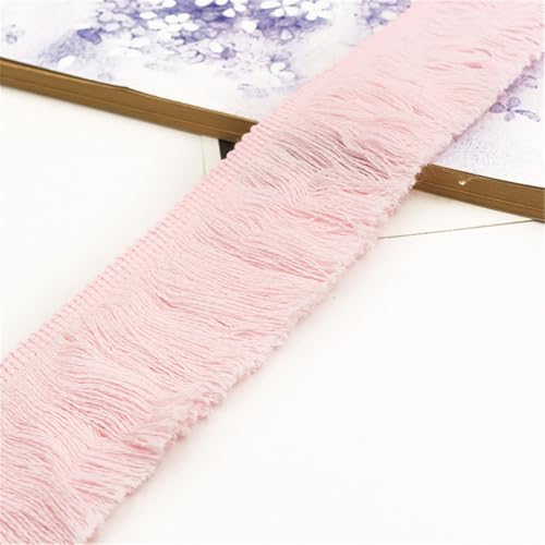 1 Meter Fransenborte - 5 cm Fransenband DIY Spitzenborte Quastenborte Dekoband StoffbordüRe Lace Ribbon Textilborte Vintage Quasten Trim Stoffband Quastenband zum Nähen und Dekorieren (Rosa) von TKSJROL