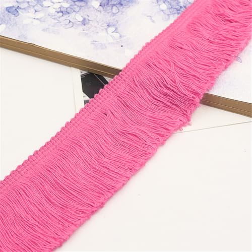 1 Meter Fransenborte - 5 cm Fransenband Spitzenborte Quastenborte Dekoband StoffbordüRe Lace Ribbon Textilborte Vintage Quasten Trim Stoffband Quastenband zum Nähen und Dekorieren (Rosenrosa) von TKSJROL