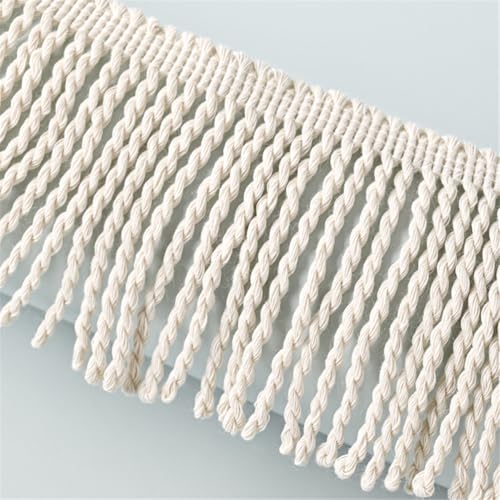 1 Meter Fransenborte - 8 cm Stoff Quasten Borten Fransenbesatz Spitzenbesatz Decorative Tassels Fransen Trim Boho Schnittfranse Spitzenband Posamentenborte für Vorhang Sofa Kleidung (Weiß) von TKSJROL
