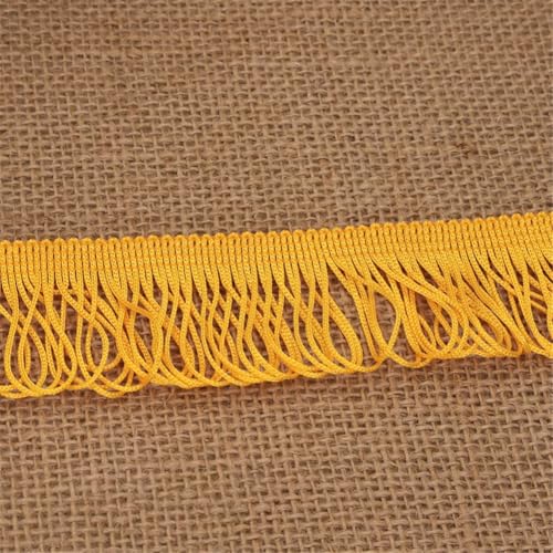 1 Yard Fransenborte - 4 cm Fransenband Lace Ribbon Textilborte Dekoband StoffbordüRe DIY Spitzenborte Quastenborte Vintage Stoffband Quastenband Quasten Trim zum Nähen und Dekorieren (Gelb) von TKSJROL
