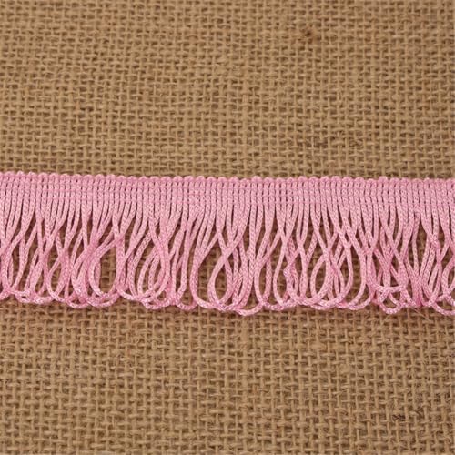 1 Yard Fransenborte - 4 cm Fransenband Lace Ribbon Textilborte StoffbordüRe DIY Spitzenborte Quastenborte Dekoband Vintage Quasten Trim Stoffband Quastenband zum Nähen und Dekorieren (Rosa) von TKSJROL
