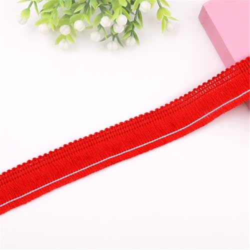 10 Meter Fransenborte - 2 cm Fransenband Lace Ribbon Dekoborte Textilborte DIY Spitzenborte Quastenborte StoffbordüRe Vintage Quastenband Stoffband Quasten Trim zum Nähen (15_Rot) von TKSJROL