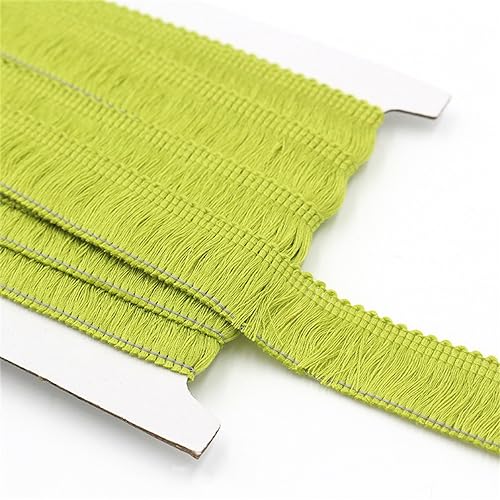 10 Meter Fransenborte - 25mm Fransenband DIY Spitzenborte Quastenborte Dekoband Textilborte Lace Ribbon StoffbordüRe Vintage Quasten Trim Stoffband zum Nähen und Dekorieren (Fruchtgrün) von TKSJROL