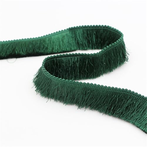 10 Meter Fransenborte - 28 mm Fransenband Dekoband Textilborte Lace Ribbon DIY Quastenborte StoffbordüRe Vintage Quasten Trim Quastenband Stoffband zum Nähen und Dekorieren (Dunkelgrün) von TKSJROL