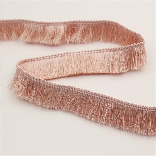 10 Meter Fransenborte - 28 mm Fransenband Dekoband Textilborte StoffbordüRe DIY Quastenborte Lace Ribbon Vintage Stoffband Quasten Trim Quastenband zum Nähen und Dekorieren (Aprikosenrosa) von TKSJROL