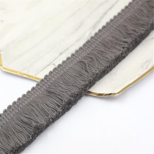 10 Meter Fransenborte - 38 mm Fransenband DIYQuastenborte Dekoband StoffbordüRe Lace Ribbon Textilborte Vintage Quasten Trim Quastenband Stoffband zum Nähen und Dekorieren (Dunkelgrau) von TKSJROL