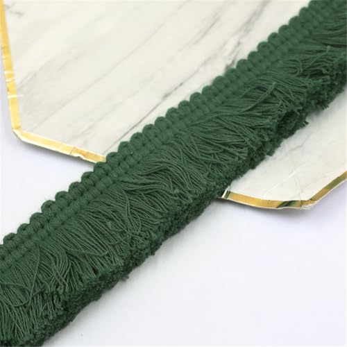 10 Meter Fransenborte - 38 mm Fransenband DIYQuastenborte Dekoband StoffbordüRe Lace Ribbon Textilborte Vintage Quasten Trim Quastenband Stoffband zum Nähen und Dekorieren (Dunkelgrün) von TKSJROL