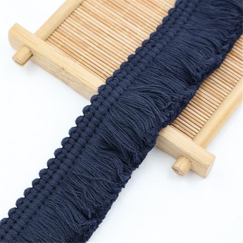 10 Meter Fransenborte - 38 mm Fransenband DIYQuastenborte Dekoband StoffbordüRe Lace Ribbon Textilborte Vintage Quasten Trim Quastenband Stoffband zum Nähen und Dekorieren (Marineblau) von TKSJROL