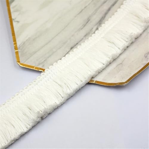 10 Meter Fransenborte - 38 mm Fransenband DIYQuastenborte Dekoband StoffbordüRe Lace Ribbon Textilborte Vintage Quasten Trim Quastenband Stoffband zum Nähen und Dekorieren (Milchweiß) von TKSJROL