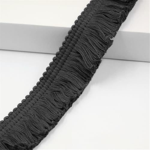 10 Meter Fransenborte - 38 mm Fransenband Spitzenborte Quastenborte Dekoband StoffbordüRe Lace Ribbon Textilborte Vintage Quasten Trim Quastenband Stoffband zum Nähen und Dekorieren (Schwarz) von TKSJROL