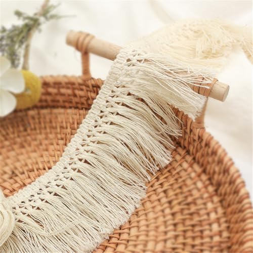 10 Meter Fransenborte - 6 cm Fransenband Spitzenborte Quastenborte StoffbordüRe Dekoband Textilborte Lace Ribbon Vintage Quasten Trim Quastenband Stoffband zum Nähen und Dekorieren (Creme) von TKSJROL