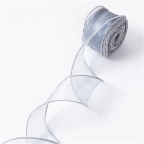 10 Yard Chiffonband 4 cm breit – Seidenband, Satinband, Organzaband, Tüllband, Geschenk Band, Dekoband, Schleifenband, Ribbon, Bandset für DIY, Scrapbooking, Basteln & Dekoration (Grau) von TKSJROL