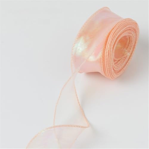 10 Yard Chiffonband 4 cm breit – Seidenband, Satinband, Organzaband, Tüllband, Geschenk Band, Dekoband, Schleifenband, Ribbon, Bandset für DIY, Scrapbooking & Dekoration (Traumpfirsichrosa) von TKSJROL