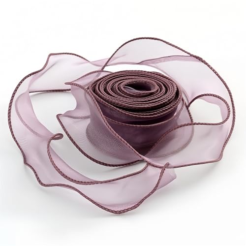 10 Yard Chiffonband 4cm – Hochzeit Antennenband, Satinband, Seidenband, Organzaband, Tüllband, Geschenk Band, Ribbon für Brautauto, Tischdeko & Hochzeitsgeschenke (Auberginenviolett) von TKSJROL