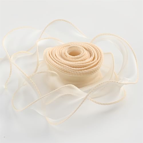 10 Yard Chiffonband 4cm – Hochzeit Antennenband, Satinband, Seidenband, Organzaband, Tüllband, Geschenk Band, Ribbon für Brautauto, Tischdeko & Hochzeitsgeschenke (Elfenbeinweiß) von TKSJROL