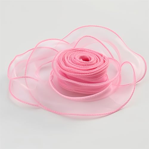 10 Yard Chiffonband 4cm – Hochzeit Antennenband, Satinband, Seidenband, Organzaband, Tüllband, Geschenk Band, Schleifenband, Ribbon für Brautauto, Tischdeko & Hochzeitsgeschenke (Hellrosa) von TKSJROL