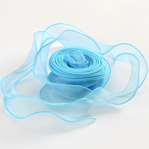 10 Yard Chiffonband 4cm – Hochzeit Antennenband, Satinband, Seidenband, Organzaband, Tüllband, Geschenk Band, Schleifenband, Ribbon für Brautauto, Tischdeko & Hochzeitsgeschenke (Himmelblau) von TKSJROL