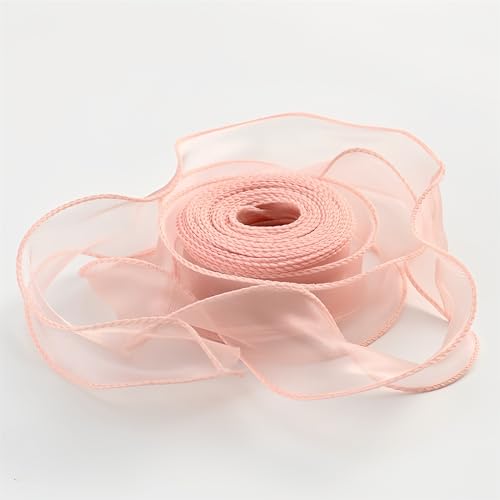 10 Yard Chiffonband 4cm – Hochzeit Antennenband, Satinband, Seidenband, Organzaband, Tüllband, Geschenk Band, Schleifenband, Ribbon für Brautauto, Tischdeko & Hochzeitsgeschenke (Korallenrosa) von TKSJROL