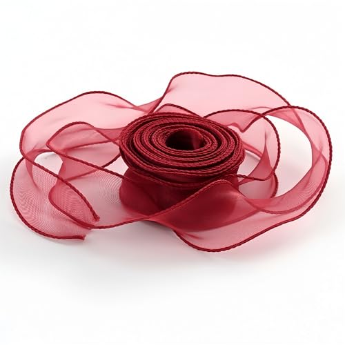 10 Yard Chiffonband 4cm – Hochzeit Antennenband, Satinband, Seidenband, Organzaband, Tüllband, Geschenk Band, Schleifenband, Ribbon für Brautauto, Tischdeko & Hochzeitsgeschenke (Weinrot) von TKSJROL