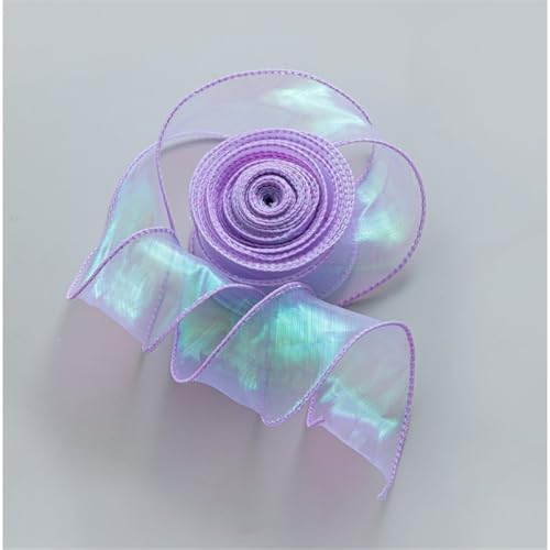 10 Yard Chiffonband 4cm – Schimmerndes Satinband, Geschenk Band, Organzaband, Schleifenband, Tüllband, Seidenband für kreative Geschenkverpackung, DIY Basteln, Hochzeit & Partydeko (Traumlila) von TKSJROL